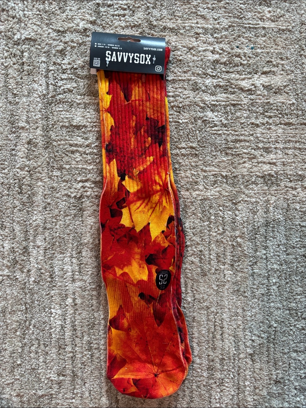 Savvy Fall Leaf Crew Socks - Red, Orange & Yellow
